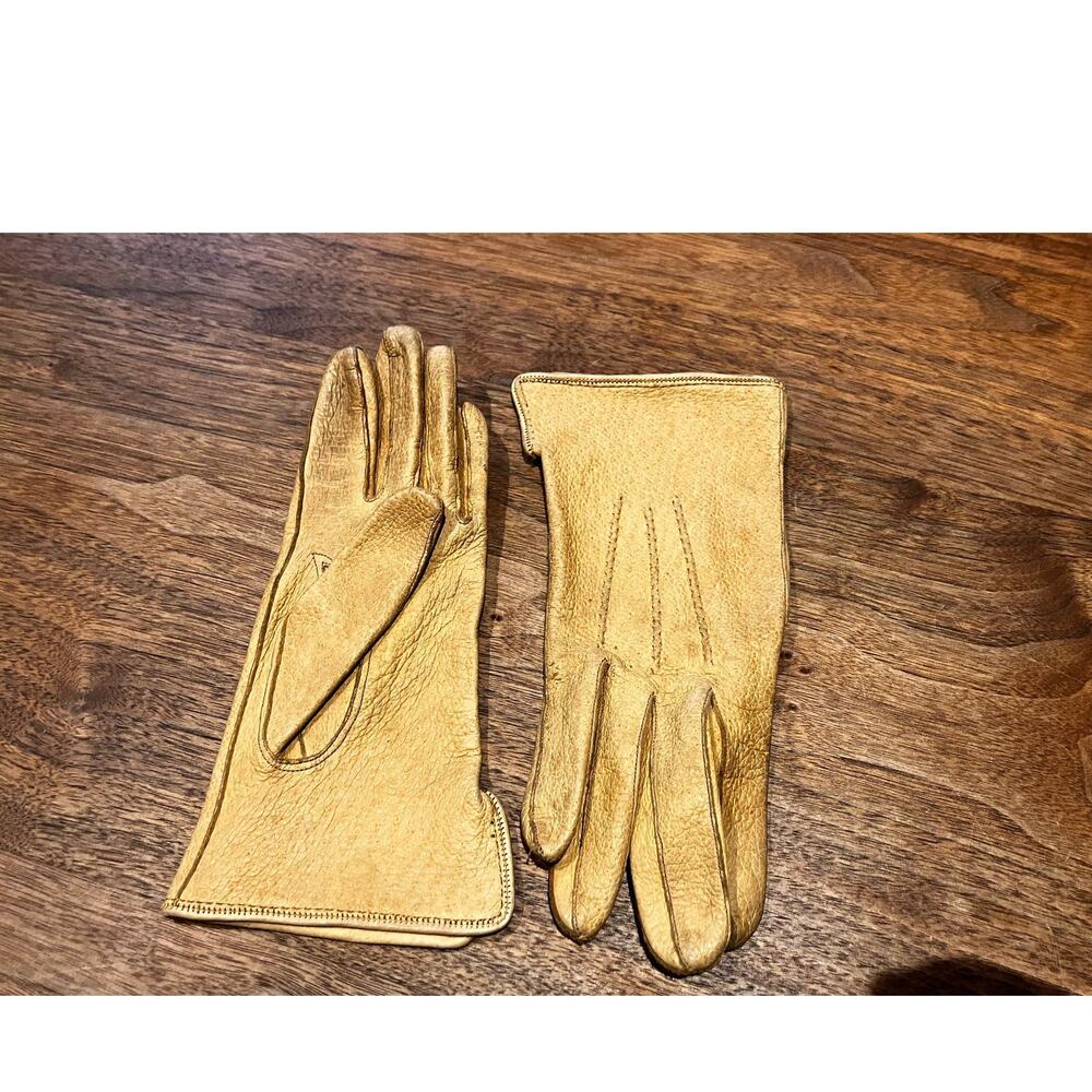 VTG Superb Genuine Pigskin Gloves Tan Light Brown Women's‎ 6.5 Vintage